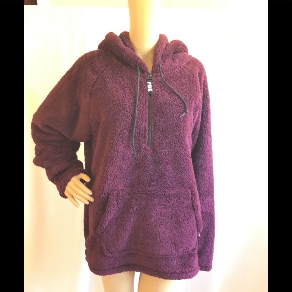 Pink Victoria’s Secret Teddy Half Zip Pullover NWT